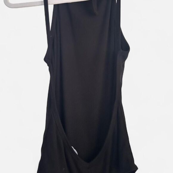 Lulus Revival Black Ribbed Low Back Bodysuit Medium Y2K Clubwear - Picture 7 of 8